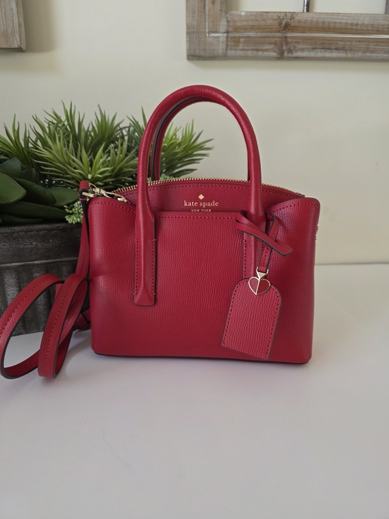 kate spade Handbags - Kate Spade Margaux Mini Satchel Crossbody Hot Chili Red Textured Leather